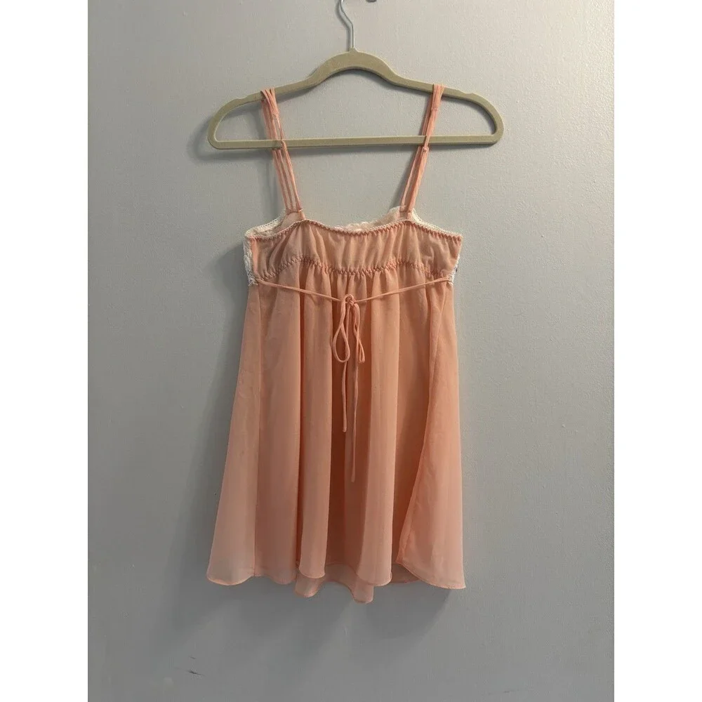 Blossom Intimates Peach Babydoll Chemise Lace & Pearl Embellished Size S